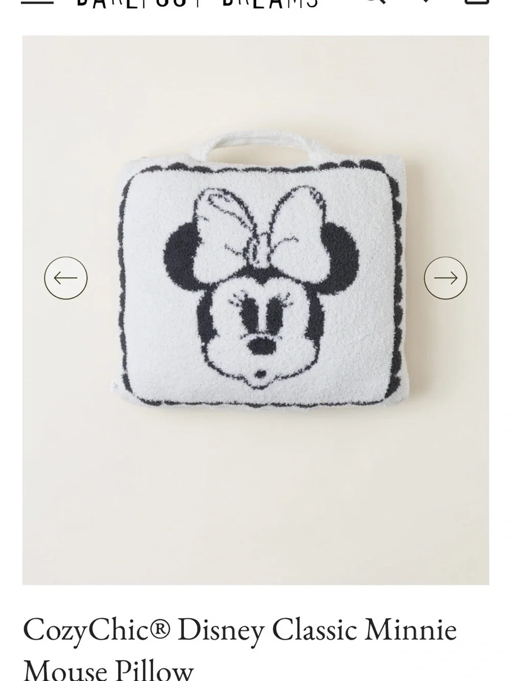 Barefoot Dreams Minnie Mouse Plush Pillow Bag - White & Black